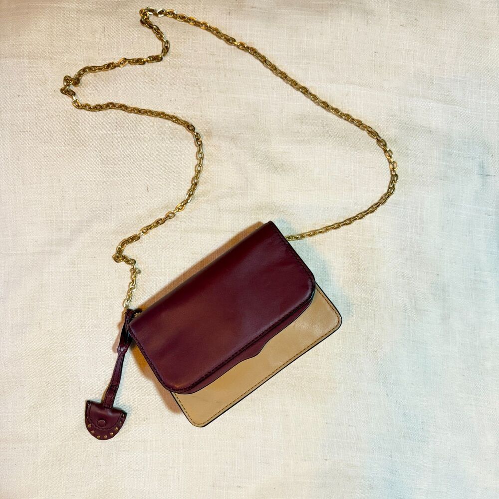 Rebecca Minkoff color block leather handbag gold chain strap